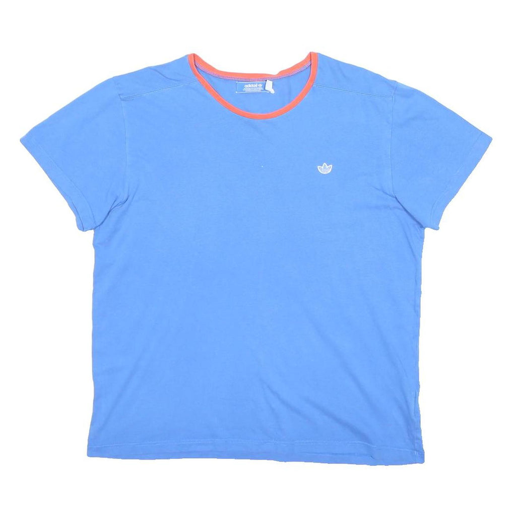 ADIDAS Mens Blue & Orange Classic T-Shirt L Short Sleeve Crew Neck Cotton Blend