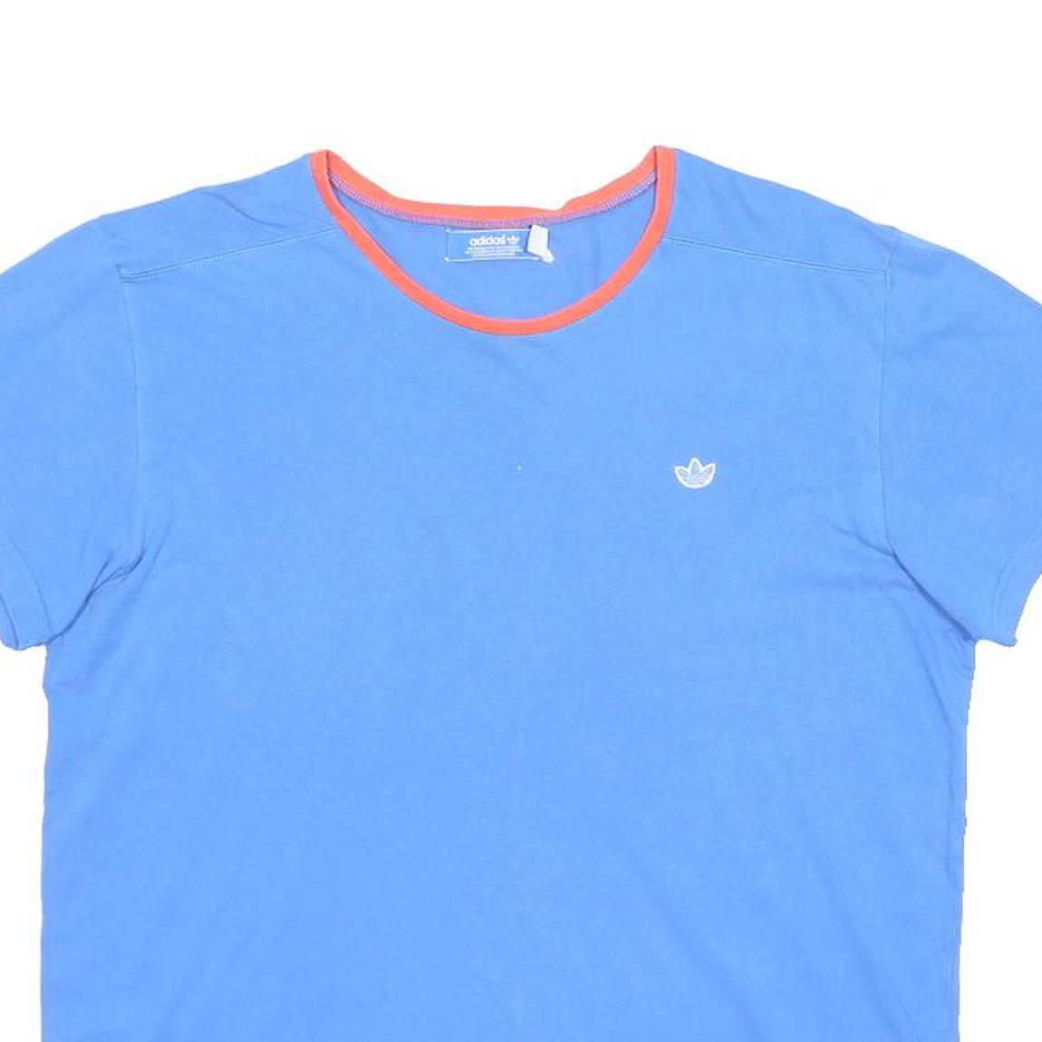 ADIDAS Mens Blue & Orange Classic T-Shirt L Short Sleeve Crew Neck Cotton Blend