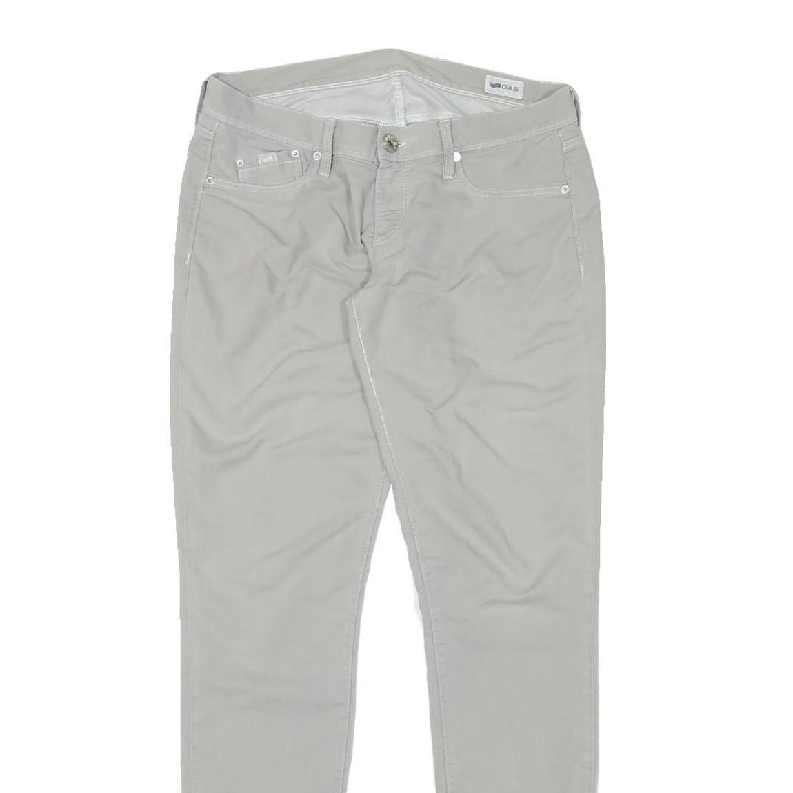 GAS Womens Slim Grey Cotton Blend Zip Trousers W30 L32 Casual Everyday Wear
