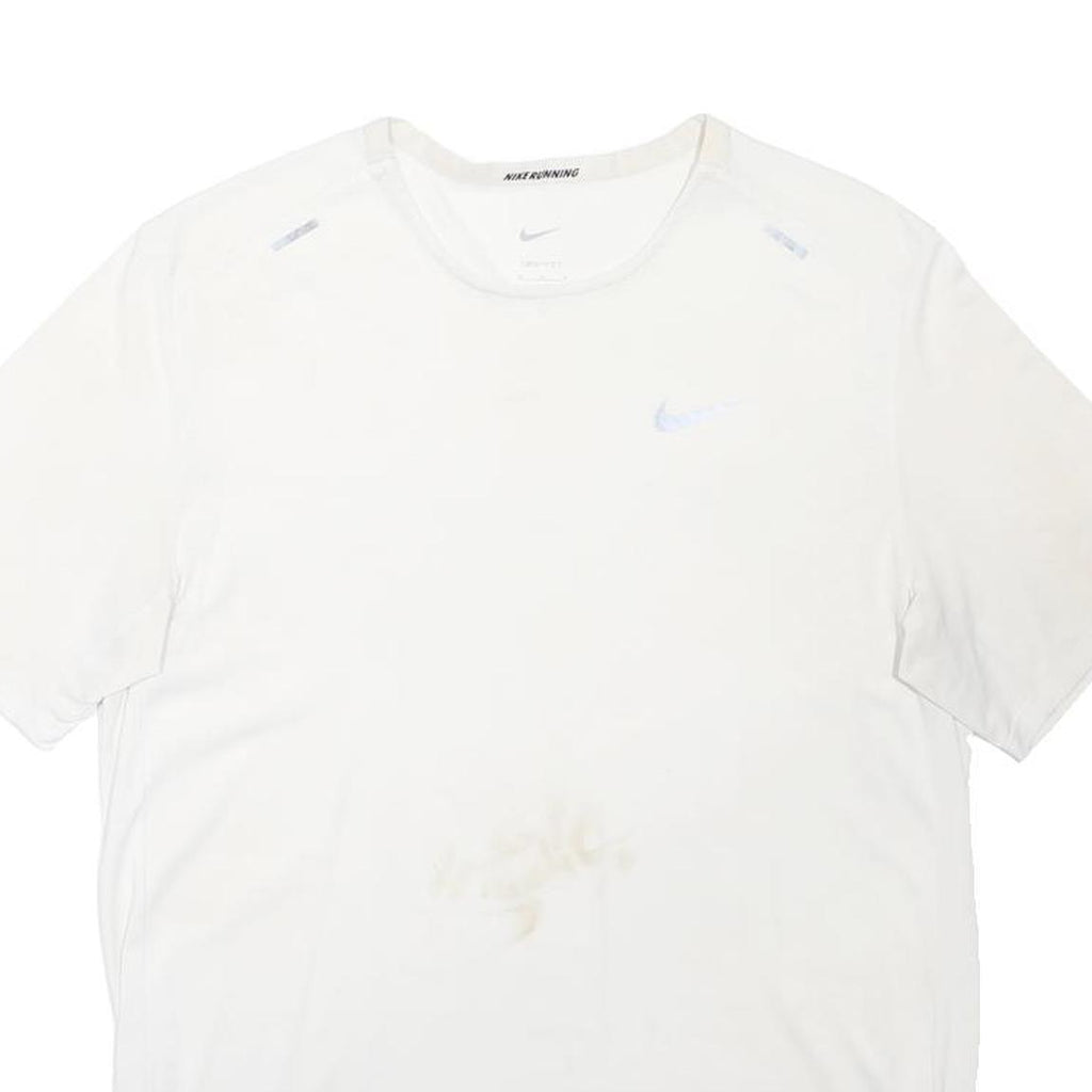 NIKE Mens White Plain T-Shirt M Short Sleeve Crew Neck Lightweight Comfort