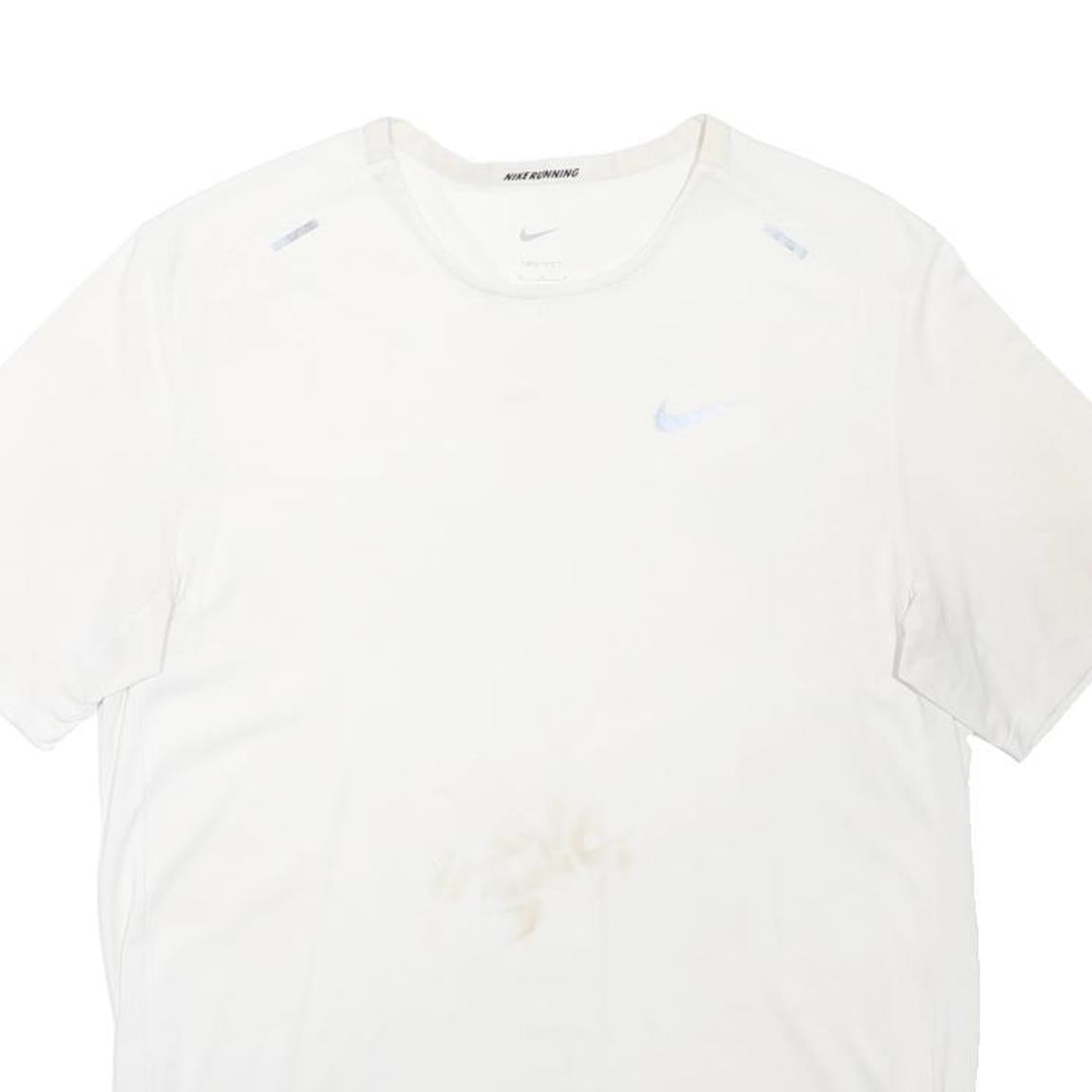 NIKE Mens White Plain T-Shirt M Short Sleeve Crew Neck Lightweight Comfort