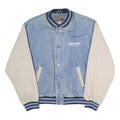 THE NORTH FACE Womens Blue & Cream Button Cotton Denim Baseball Jacket L Casual