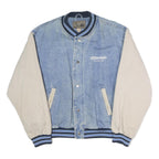 THE NORTH FACE Womens Blue & Cream Button Cotton Denim Baseball Jacket L Casual