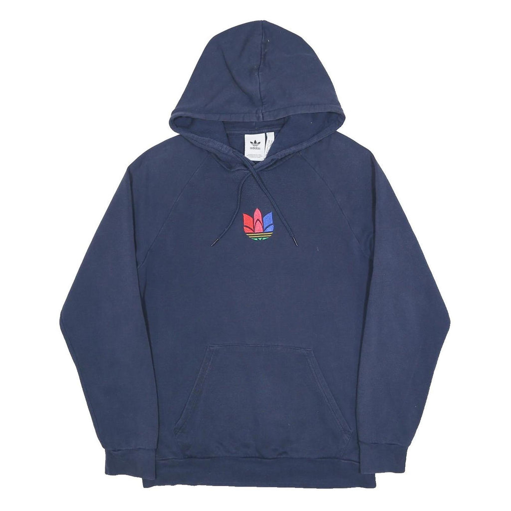 ADIDAS Mens Blue Hoodie M Cotton Blend Pullover Drawstring Casual Sportswear