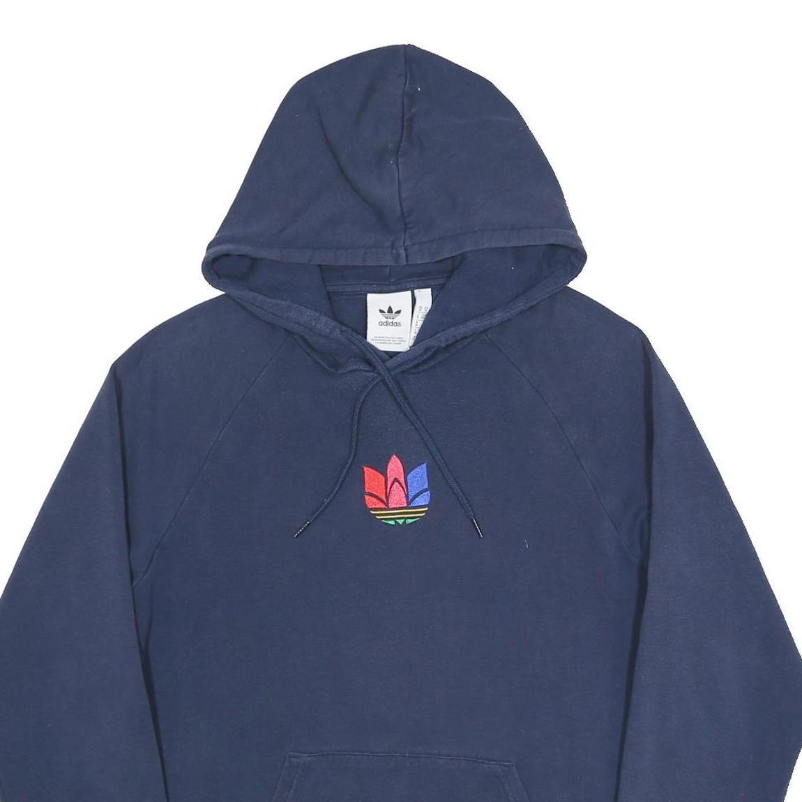 ADIDAS Mens Blue Hoodie M Cotton Blend Pullover Drawstring Casual Sportswear