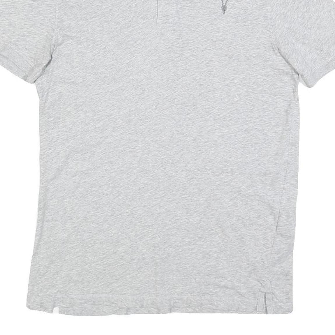 ALL SAINTS Womens Light Grey Short Sleeve Plain Polo Shirt S Cotton Blend