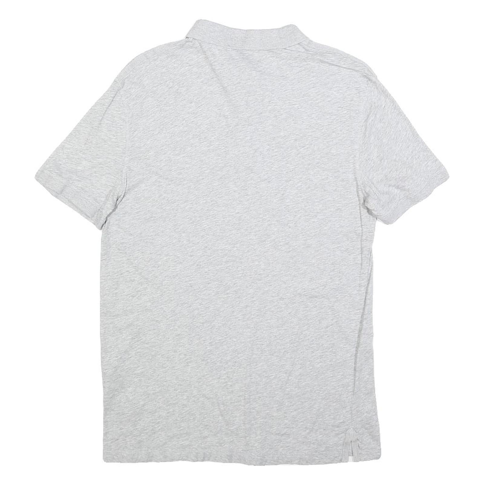 ALL SAINTS Womens Light Grey Short Sleeve Plain Polo Shirt S Cotton Blend