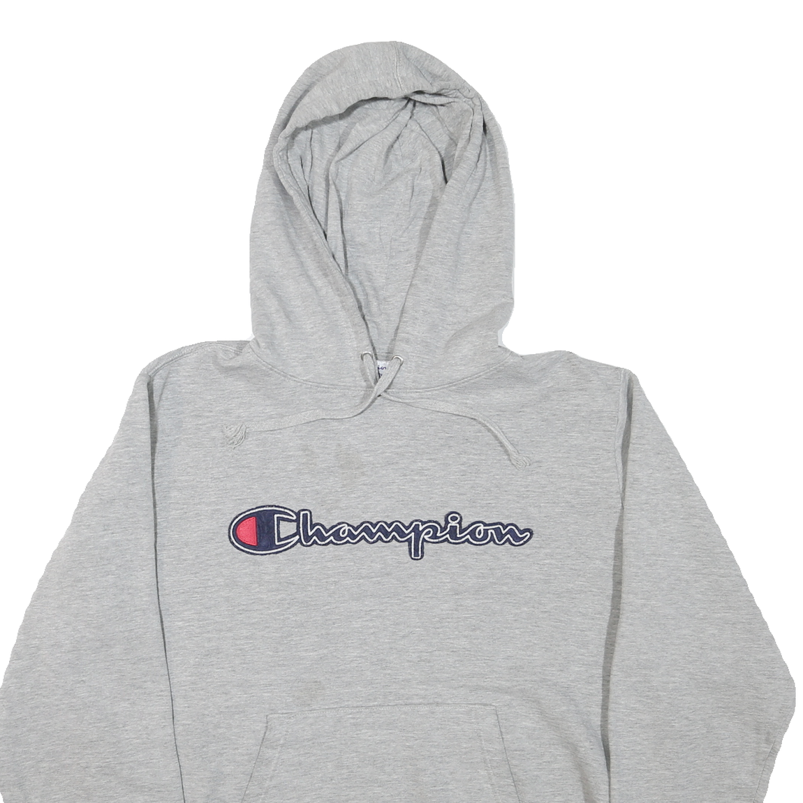 CHAMPION Mens Grey Hoodie L Cotton Blend Pullover Hooded Sweatshirt