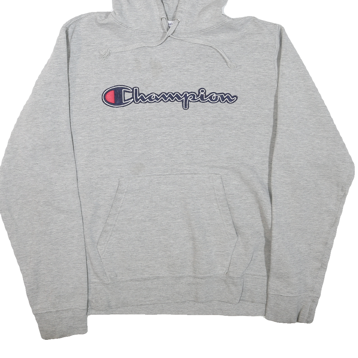 CHAMPION Mens Grey Hoodie L Cotton Blend Pullover Hooded Sweatshirt