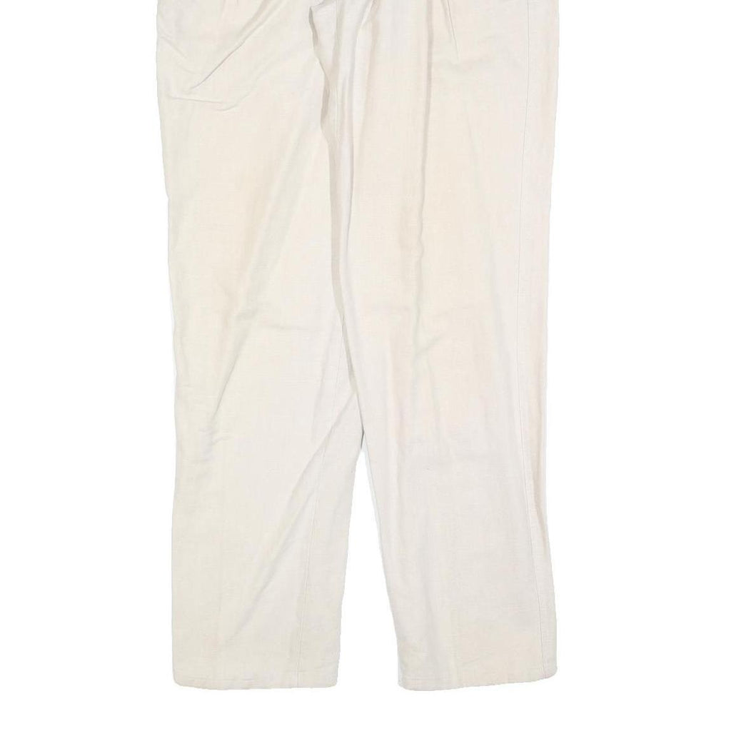 SPENGLER Womens Linen Blend Cream Regular Leg Trousers W30 L34 Classic Zip