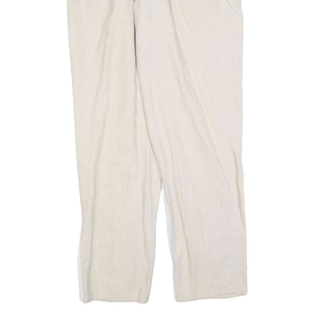 SPENGLER Womens Linen Blend Cream Regular Leg Trousers W30 L34 Classic Zip