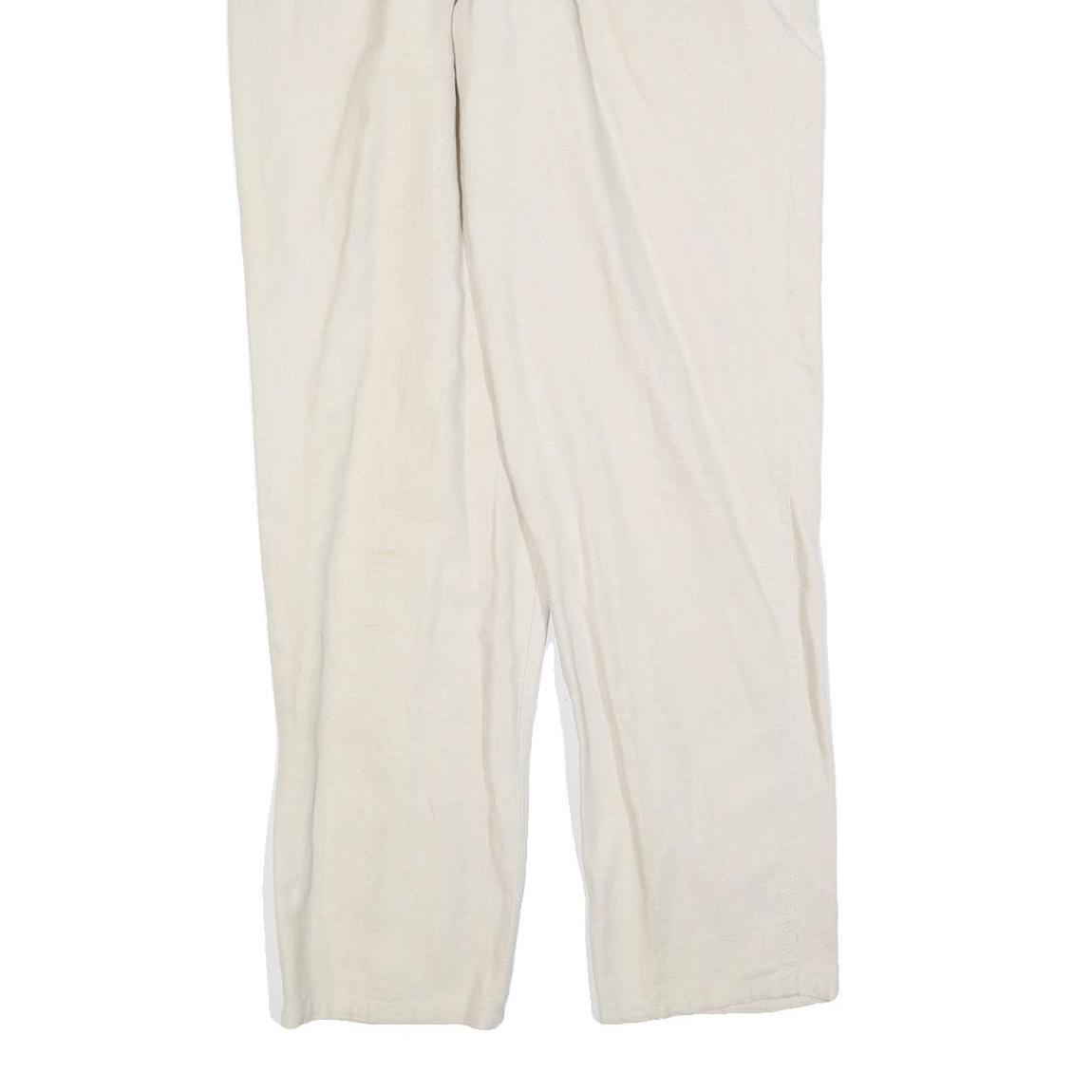 SPENGLER Womens Linen Blend Cream Regular Leg Trousers W30 L34 Classic Zip