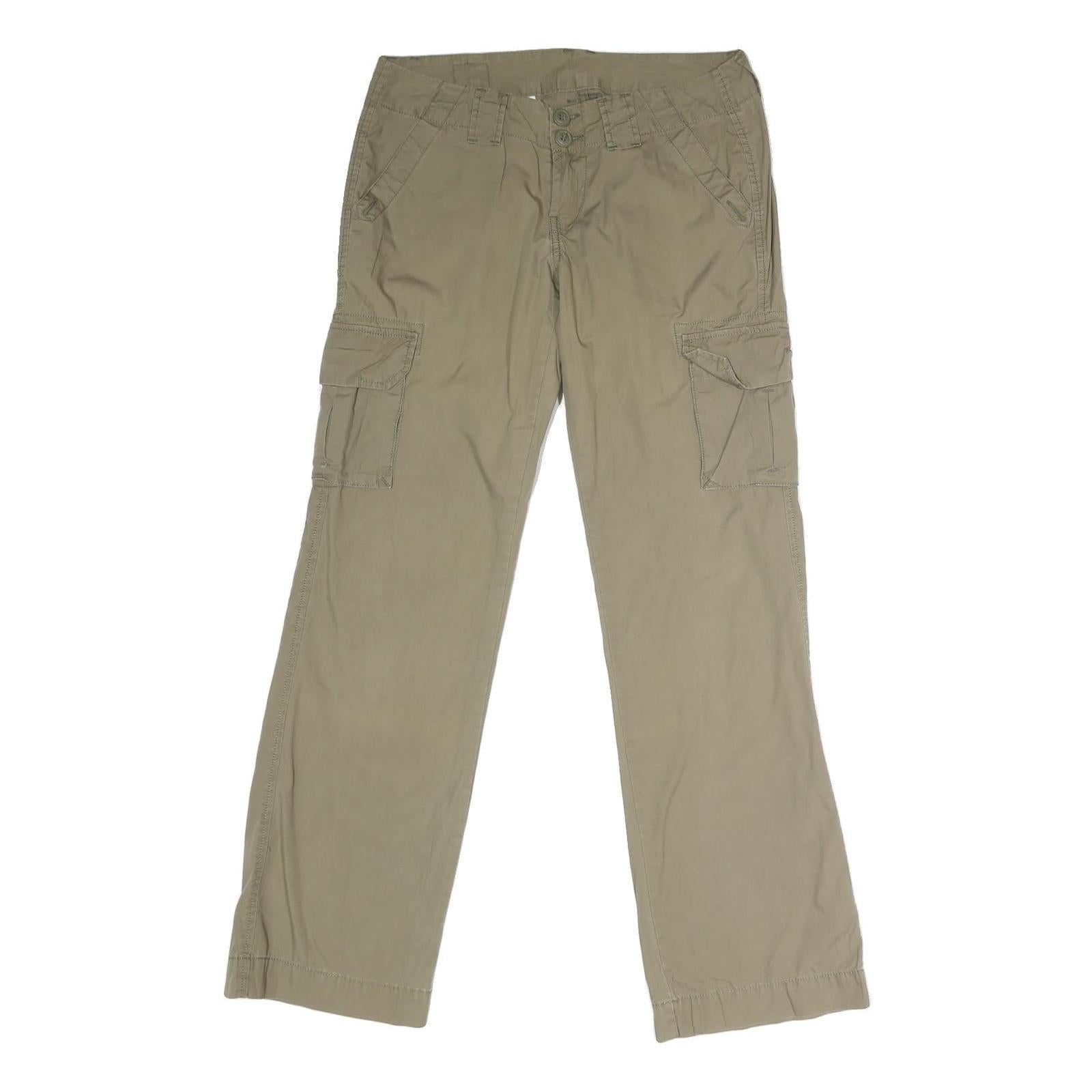Womens Cotton Blend Beige Regular Fit Cargo Trousers W32 L31 Button Closure