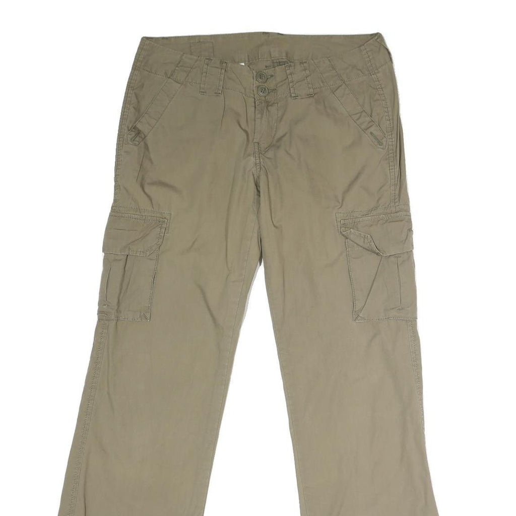 Womens Cotton Blend Beige Regular Fit Cargo Trousers W32 L31 Button Closure