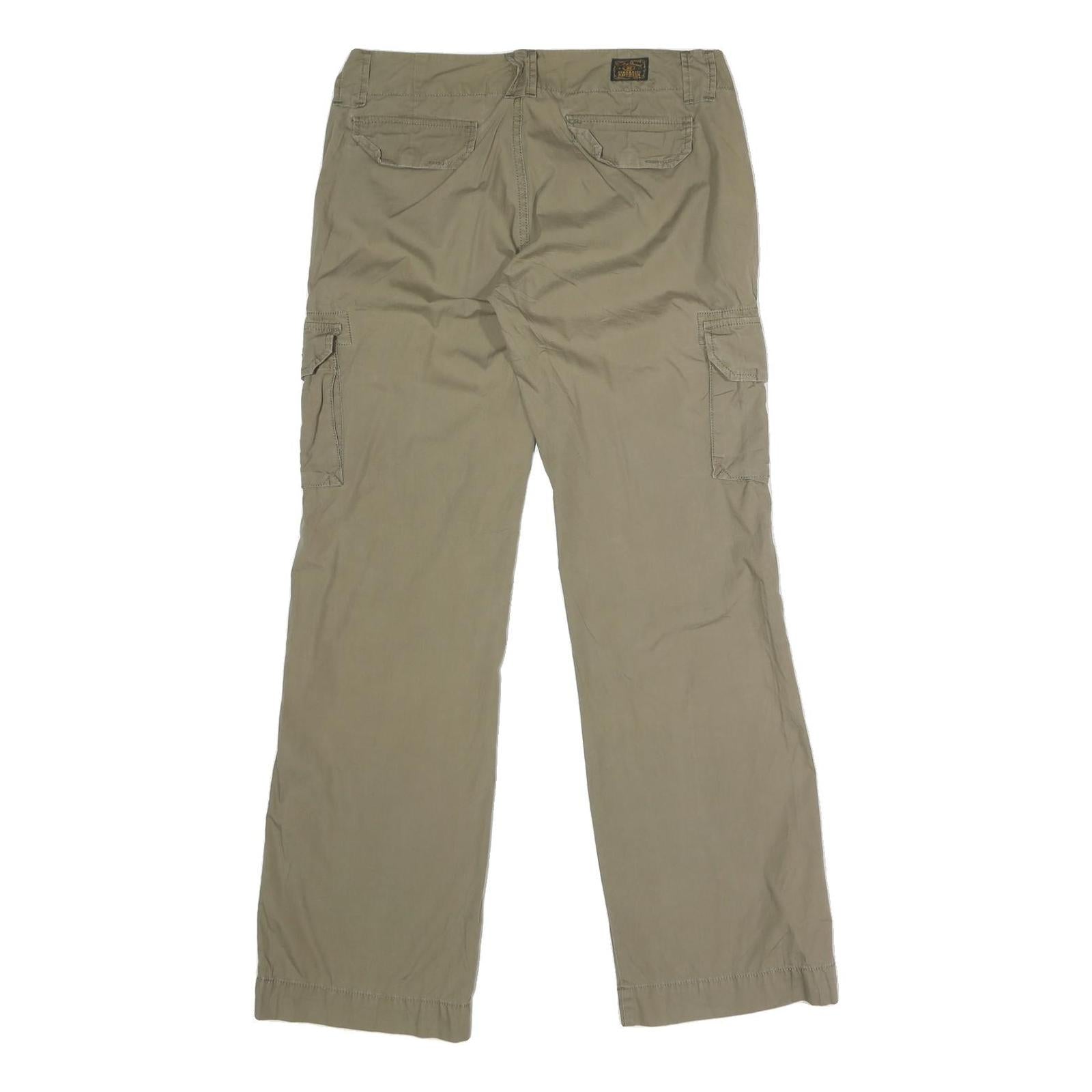 Womens Cotton Blend Beige Regular Fit Cargo Trousers W32 L31 Button Closure