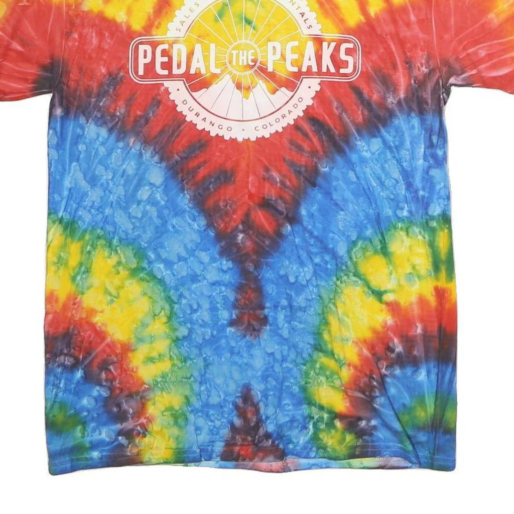 COLORTONE Mens Blue & Yellow Tie Dye Graphic T-Shirt M Short Sleeve Crew Neck