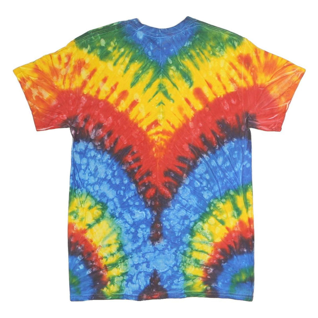COLORTONE Mens Blue & Yellow Tie Dye Graphic T-Shirt M Short Sleeve Crew Neck