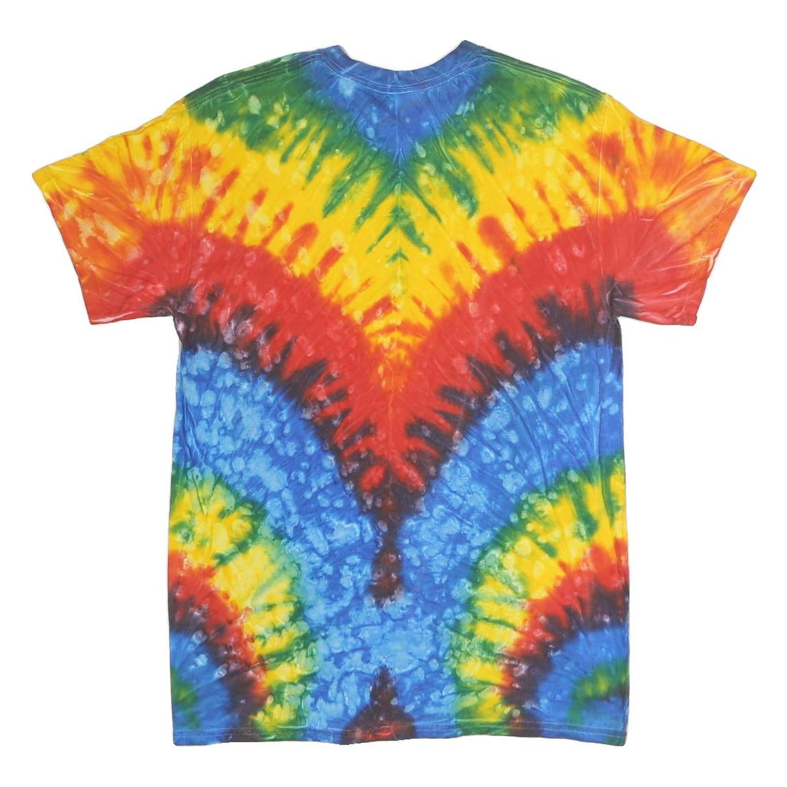COLORTONE Mens Blue & Yellow Tie Dye Graphic T-Shirt M Short Sleeve Crew Neck