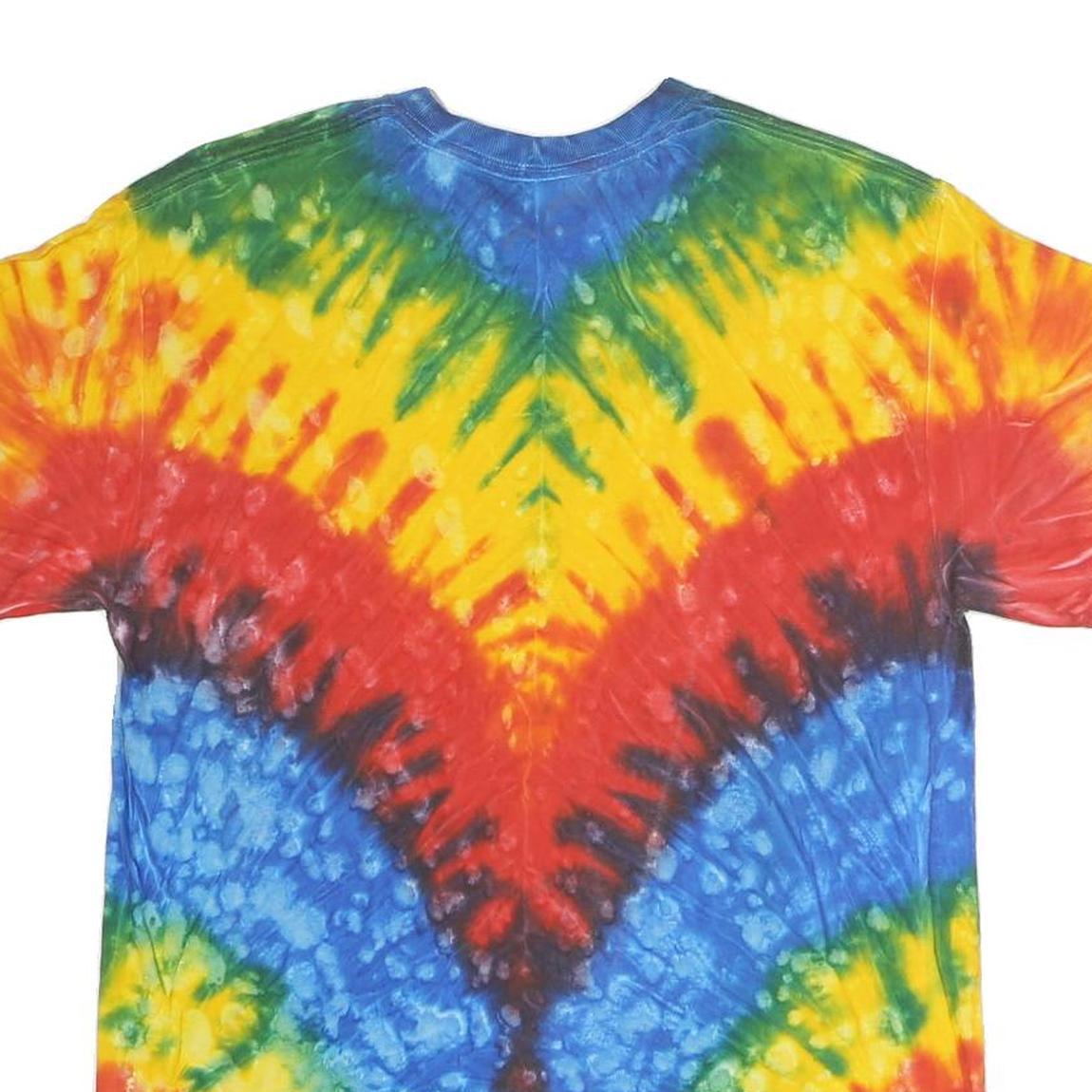 COLORTONE Mens Blue & Yellow Tie Dye Graphic T-Shirt M Short Sleeve Crew Neck