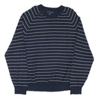 TOMMY HILFIGER Mens Navy Blue Striped Plain Crew Neck Basic Knit Jumper XL