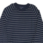 TOMMY HILFIGER Mens Navy Blue Striped Plain Crew Neck Basic Knit Jumper XL