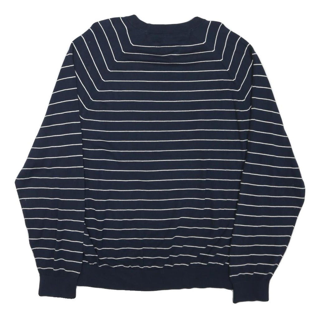 TOMMY HILFIGER Mens Navy Blue Striped Plain Crew Neck Basic Knit Jumper XL