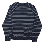 TOMMY HILFIGER Mens Navy Blue Striped Plain Crew Neck Basic Knit Jumper XL