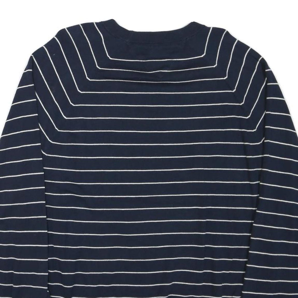 TOMMY HILFIGER Mens Navy Blue Striped Plain Crew Neck Basic Knit Jumper XL