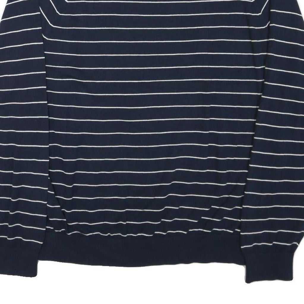 TOMMY HILFIGER Mens Navy Blue Striped Plain Crew Neck Basic Knit Jumper XL