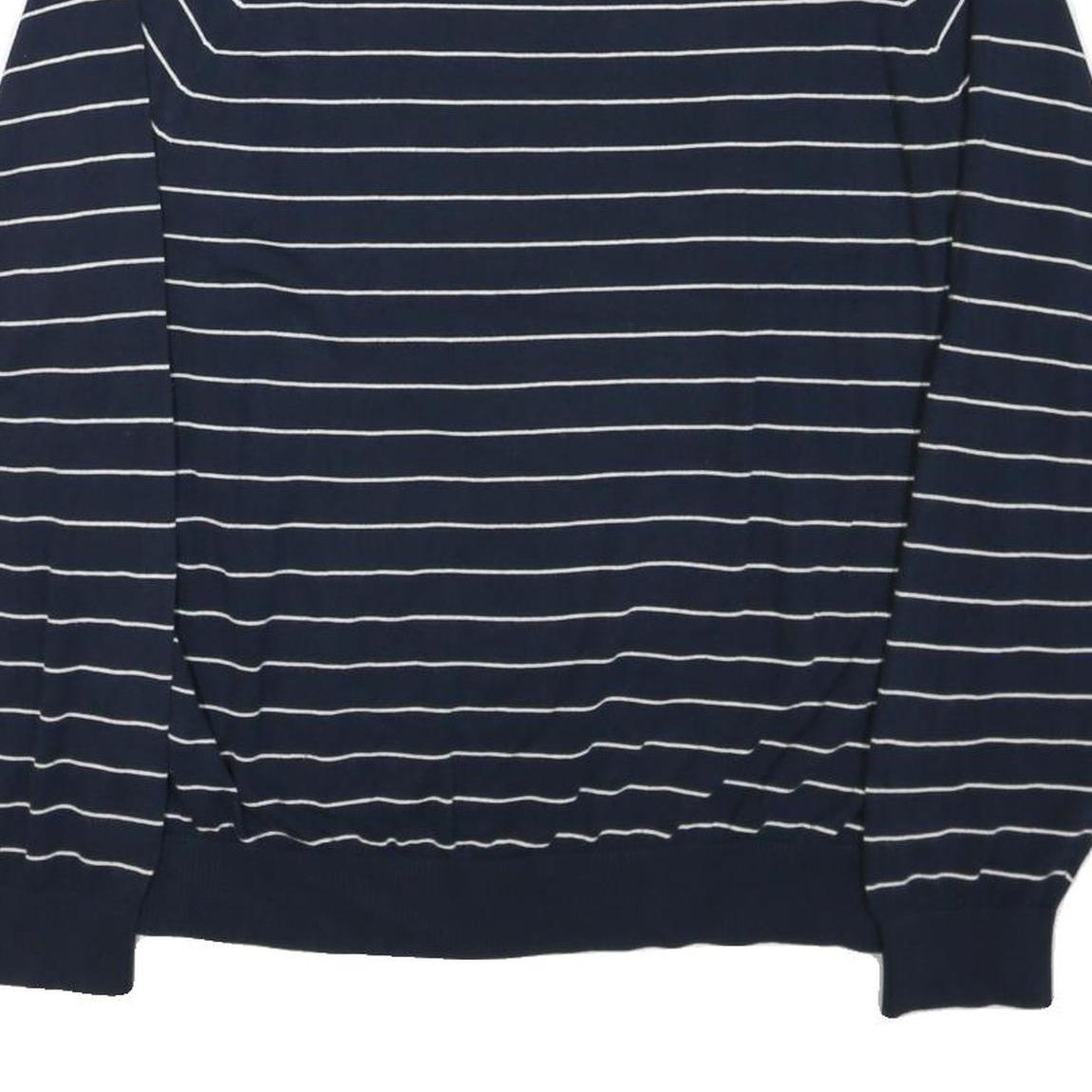 TOMMY HILFIGER Mens Navy Blue Striped Plain Crew Neck Basic Knit Jumper XL