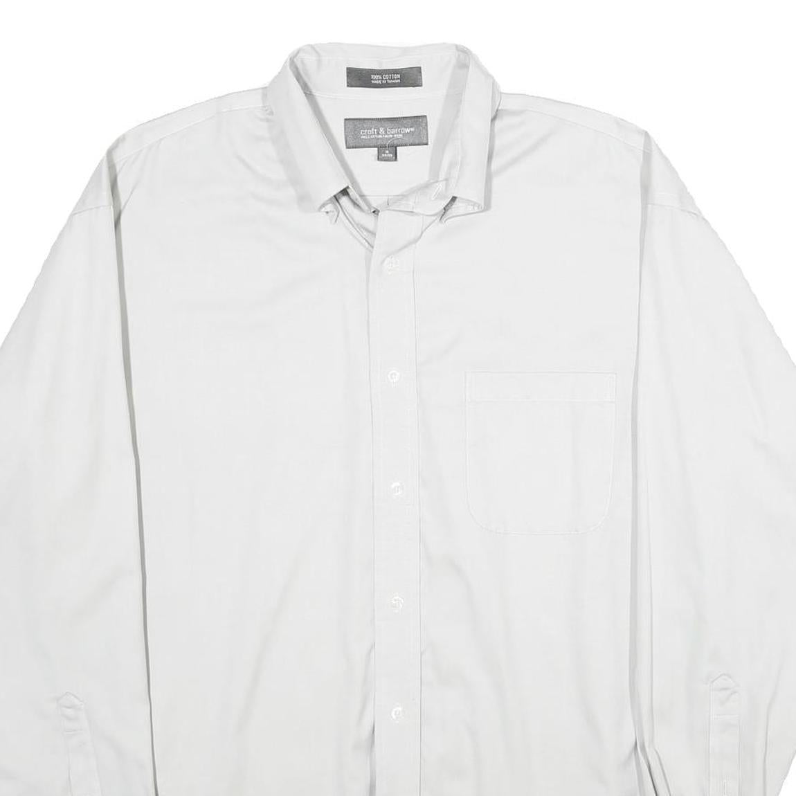 CROFT & BARROW Mens White Cotton Shirt L Classic Button-Down Long Sleeve
