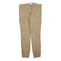 PIER ONE Mens Cotton Blend Beige Slim Cargo Trousers W34 L32 Casual Zip Closure