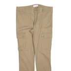 PIER ONE Mens Cotton Blend Beige Slim Cargo Trousers W34 L32 Casual Zip Closure