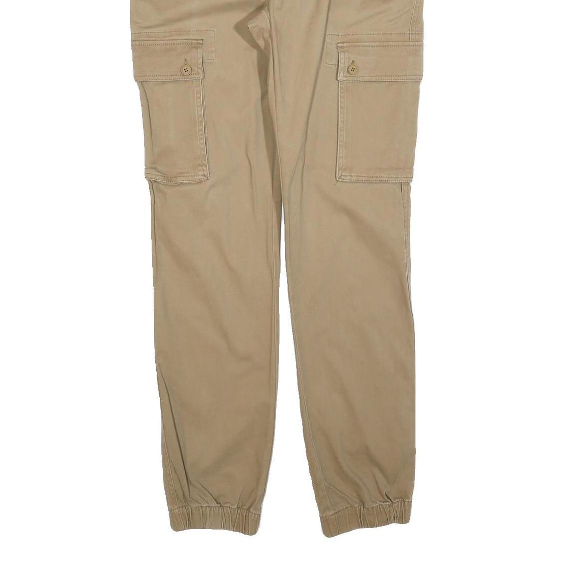 PIER ONE Mens Cotton Blend Beige Slim Cargo Trousers W34 L32 Casual Zip Closure