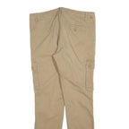 PIER ONE Mens Cotton Blend Beige Slim Cargo Trousers W34 L32 Casual Zip Closure