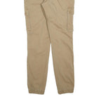PIER ONE Mens Cotton Blend Beige Slim Cargo Trousers W34 L32 Casual Zip Closure