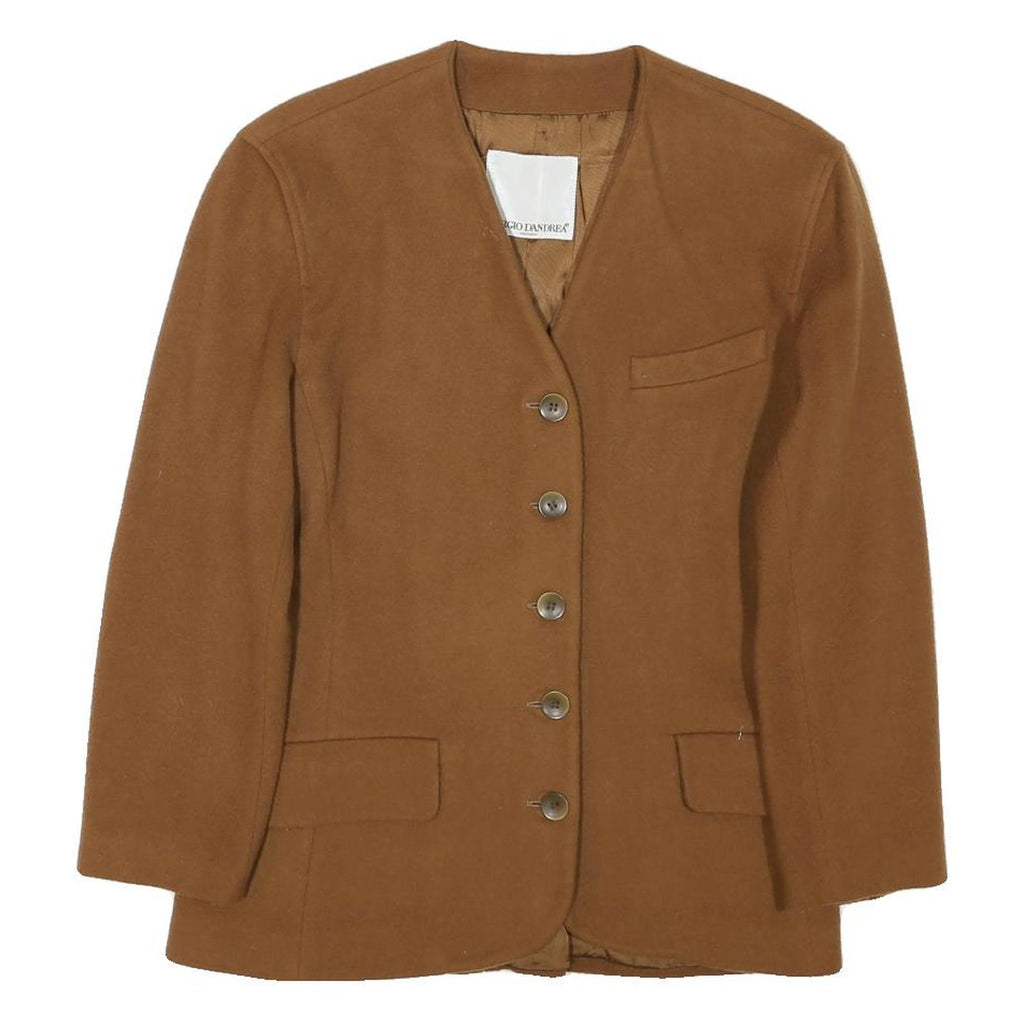 SERGIO D'ANDREA Womens Brown Wool Blend Classic Jacket M Button Plain Elegant