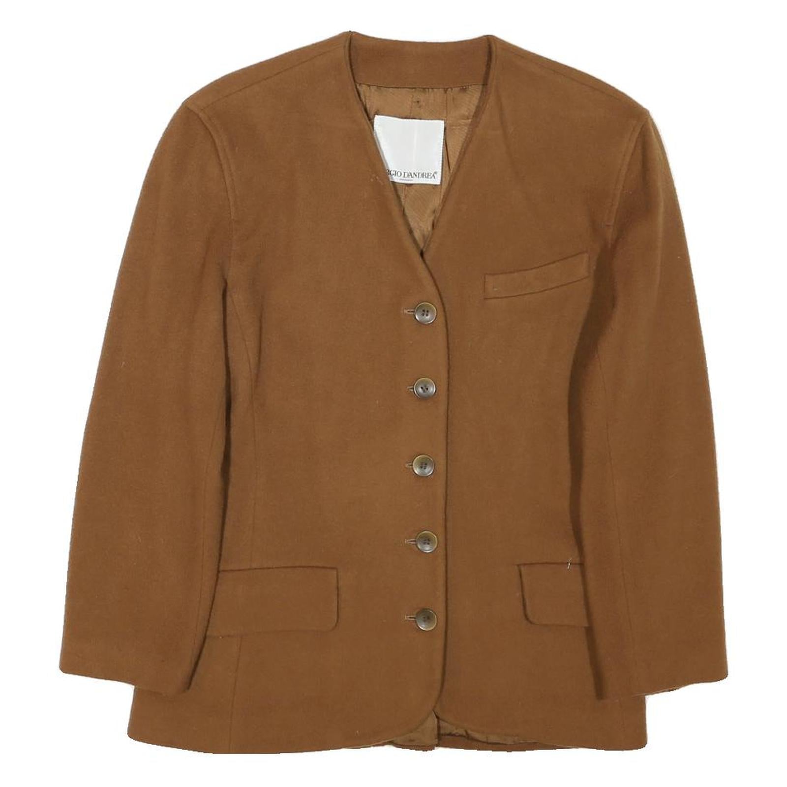 SERGIO D'ANDREA Womens Brown Wool Blend Classic Jacket M Button Plain Elegant