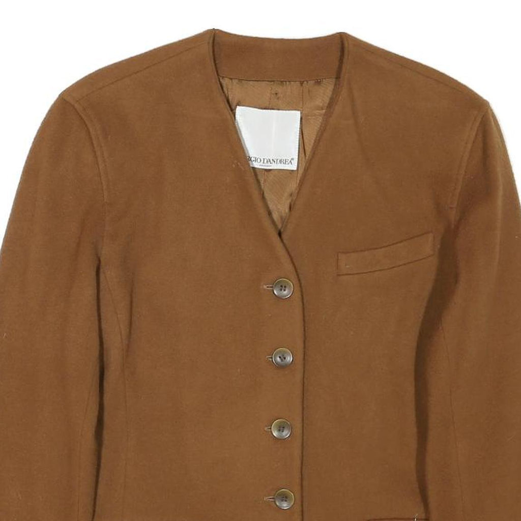 SERGIO D'ANDREA Womens Brown Wool Blend Classic Jacket M Button Plain Elegant