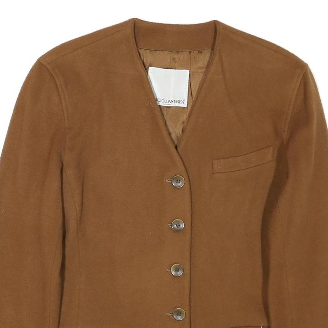 SERGIO D'ANDREA Womens Brown Wool Blend Classic Jacket M Button Plain Elegant