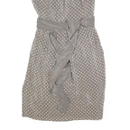 LIL Womens Grey & White Silk Polka Dot Sleeveless Day Dress Size S Belted