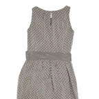 LIL Womens Grey & White Silk Polka Dot Sleeveless Day Dress Size S Belted