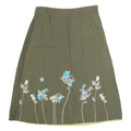 LAURA ASHLEY Womens Straight Skirt Green Knee Length Linen UK 8