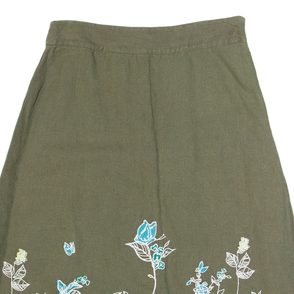 LAURA ASHLEY Womens Straight Skirt Green Knee Length Linen UK 8