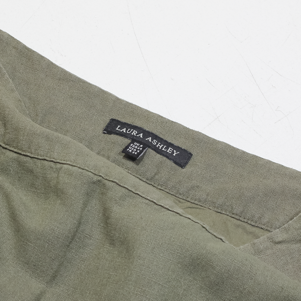 LAURA ASHLEY Womens Straight Skirt Green Knee Length Linen UK 8