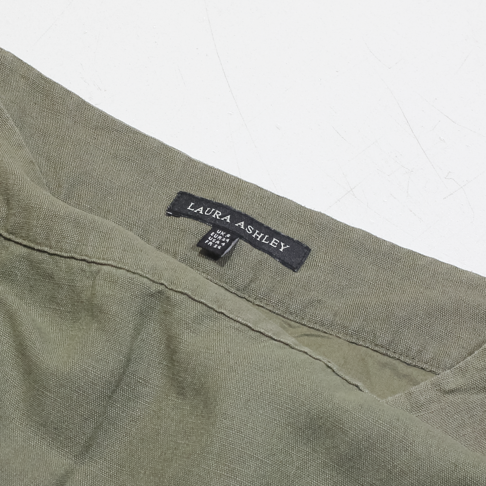 LAURA ASHLEY Womens Straight Skirt Green Knee Length Linen UK 8