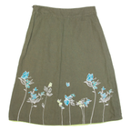 LAURA ASHLEY Womens Straight Skirt Green Knee Length Linen UK 8
