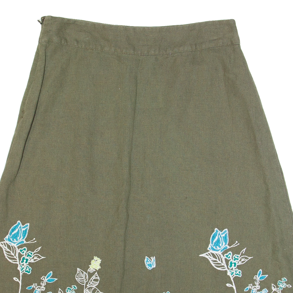 LAURA ASHLEY Womens Straight Skirt Green Knee Length Linen UK 8
