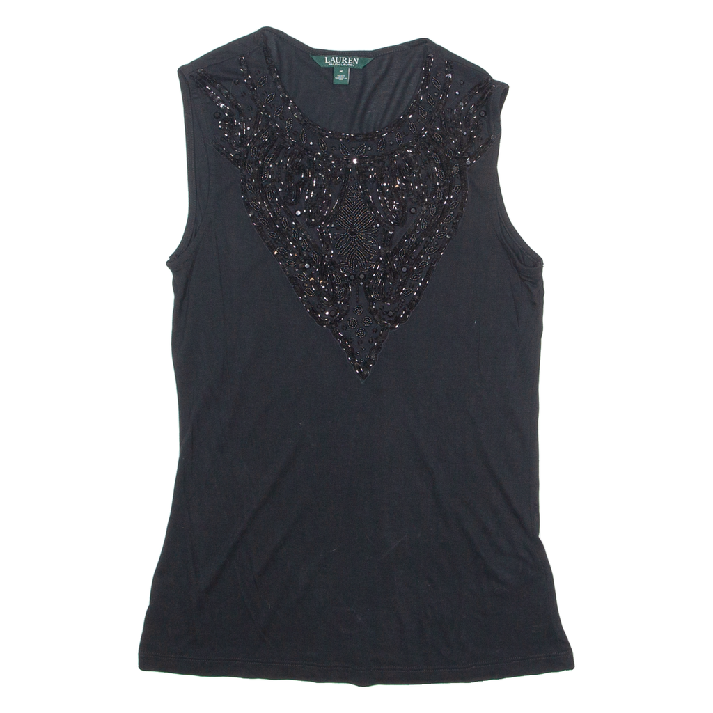 LAUREN RALPH LAUREN Womens Printed Vest Black Sleeveless M