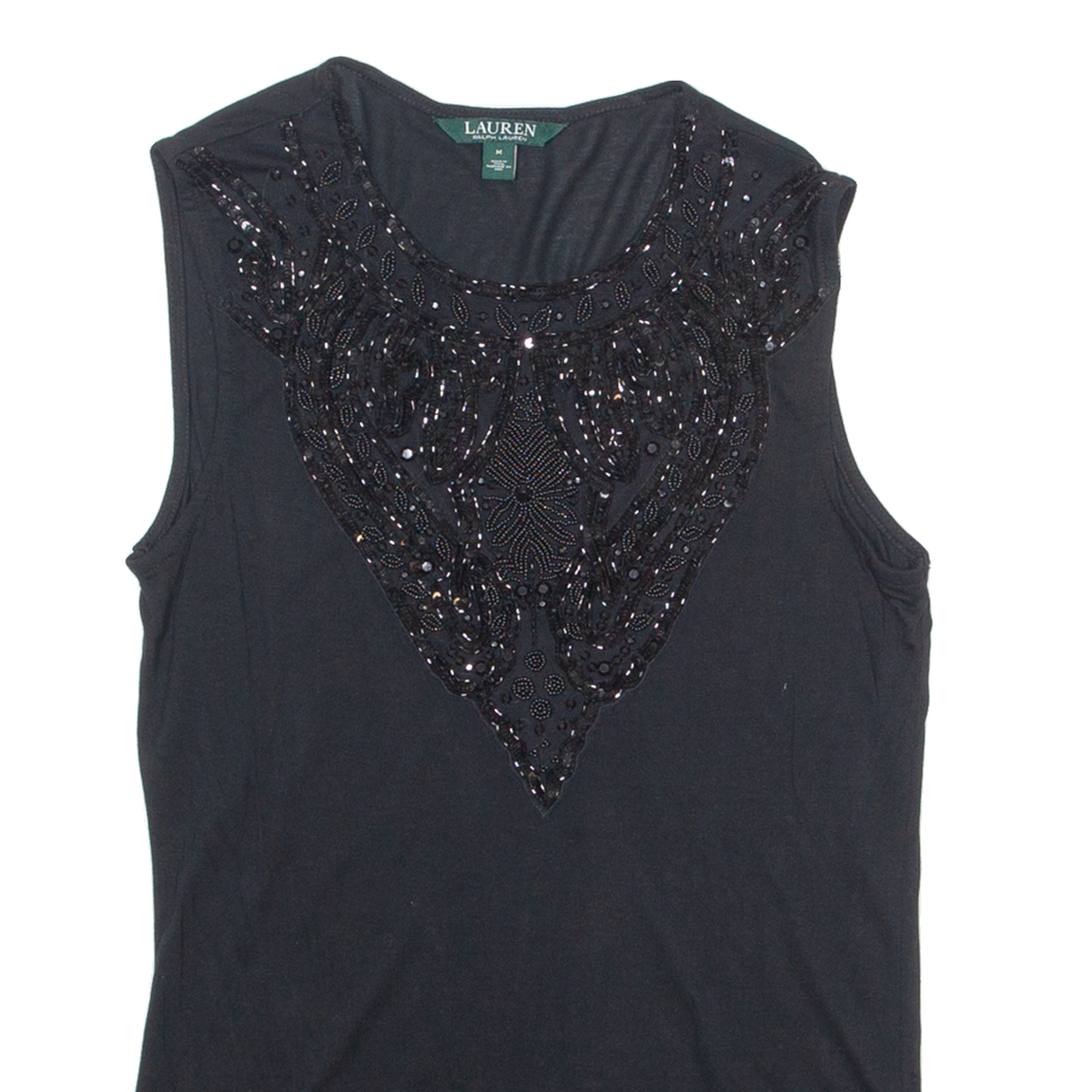 LAUREN RALPH LAUREN Womens Printed Vest Black Sleeveless M